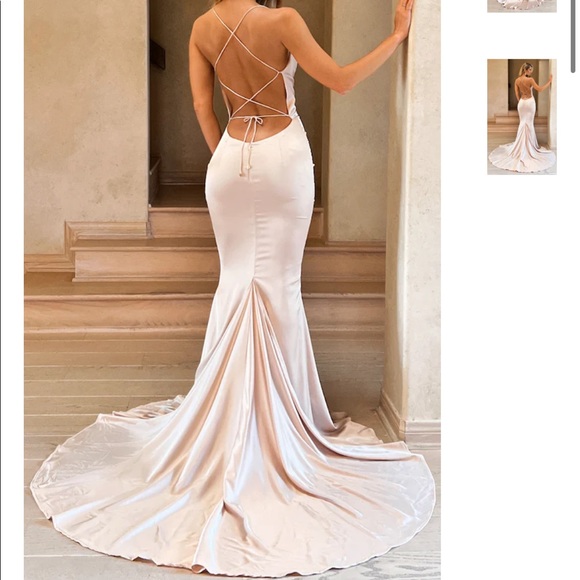 Moda Glam Serena Draped Neck Gown - Champagne - Picture 2 of 8